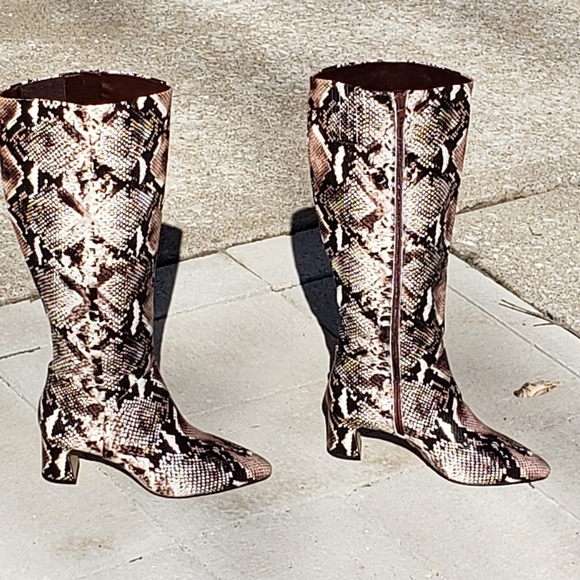 NEW Alex Marie Pamilla Python Snakeskin Leather Heeled Boots Reptile Spring - Picture 8 of 12